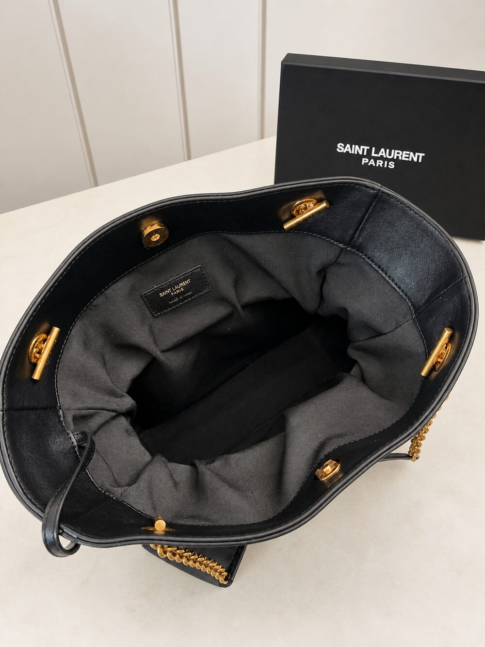 Yves Saint Laurent Jamie Medium Black Quilted Lambskin Tote Bag - Picture 7 of 9